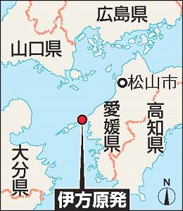 愛媛県および周辺の地図