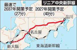 リニア中央新幹線の地図