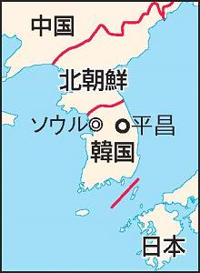 韓国平昌を示した地図