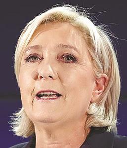 国民戦線のマリーヌ・ルペン党首の写真