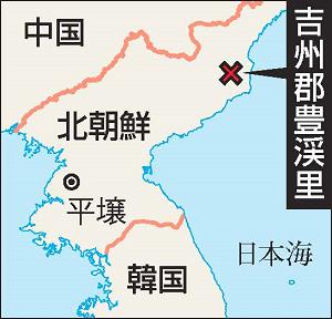 北朝鮮の北東部にある咸鏡北道吉州郡豊渓里の地図