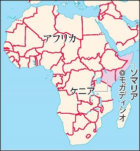 ソマリアとケニア周辺の地図